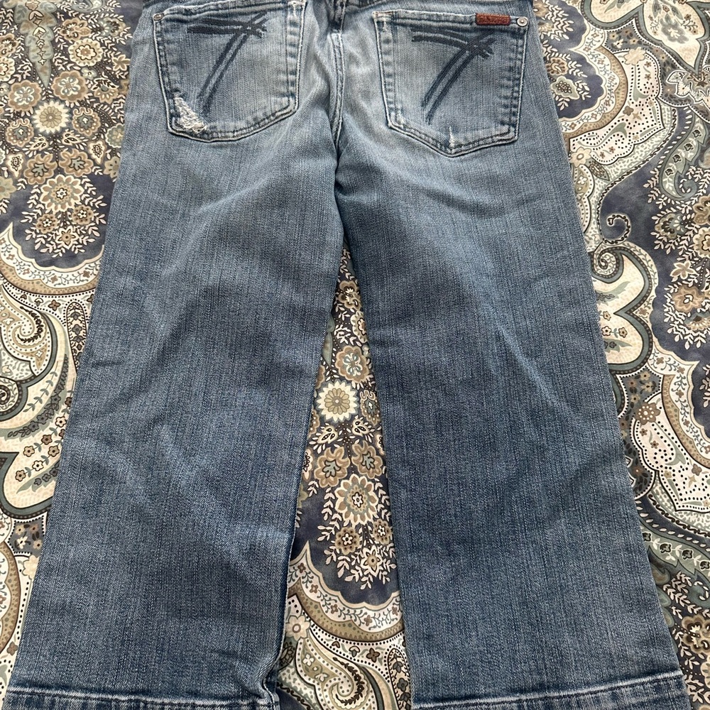 7 For All Mankind Light Blue Distressed Cropped Jeans